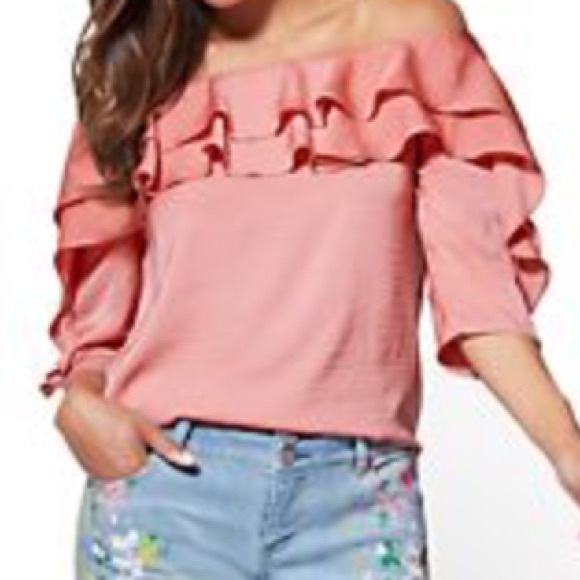 pink off the shoulder blouse Sz extra small - Picture 3 of 4